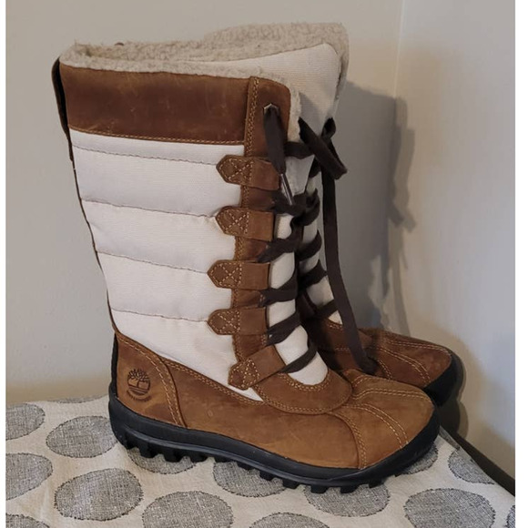 Timberland MT Hayes F/L Lace Up Women's 6 Tan and Cream / Off White Boots - Picture 2 of 6